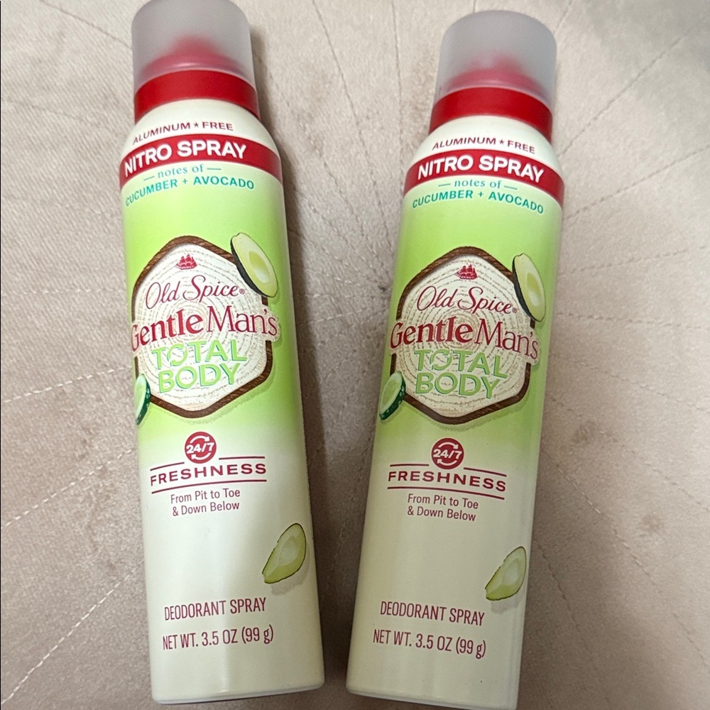 2 Old Spice GentleMan's Total Body Deodorant Spray Brand New